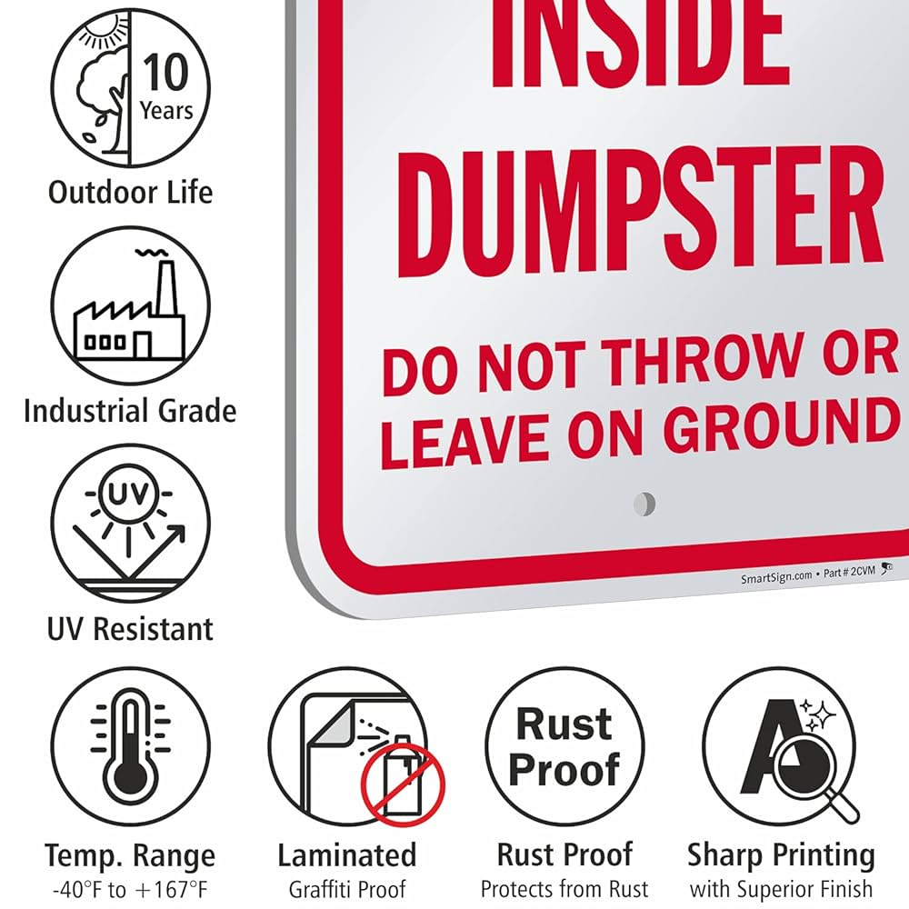 Amazon.com: SmartSign 18 x 12 inch “Place Garbage Inside